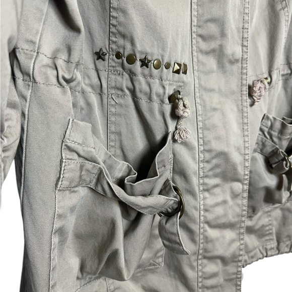 Black Rivet Green Olive Utility Khaki Military Cargo Jacket Size 1X Full Zipper - Picture 8 of 12